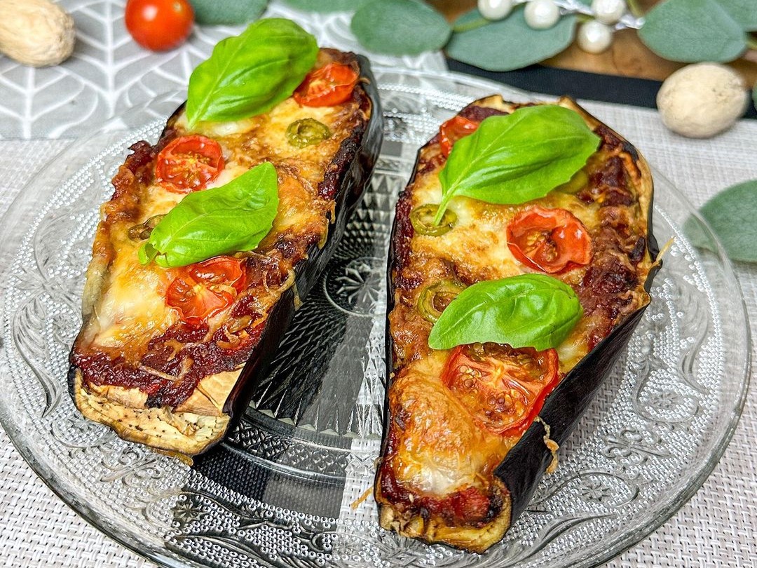 Padlizsán pizza air fryerben